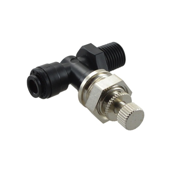 Regolatore flusso Intermedio maschio con ghiera Ø tubo - Ø tubo 10MM x 3/8"