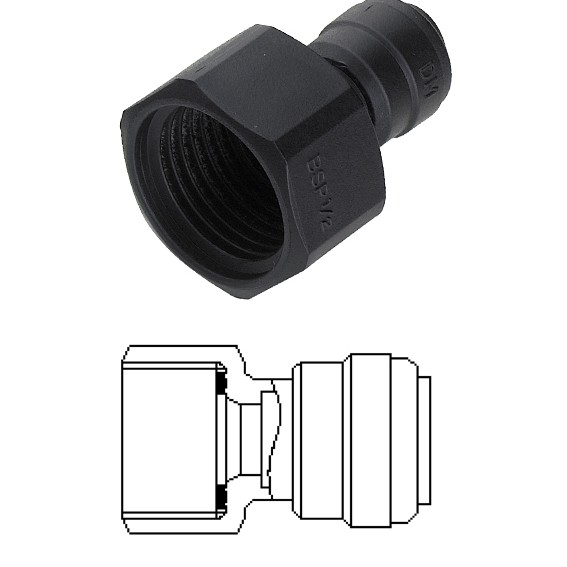 Terminale diritto femmina Ø tubo - filetto BSP (Tipo Piatto) 8MM x 1/4
